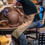 Doug Fitch and Hannah McAndrew making a jug for me